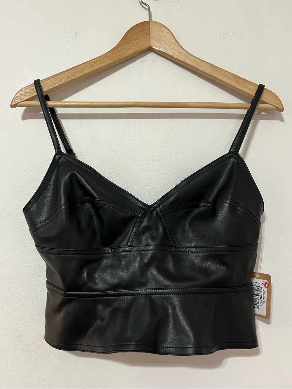 Vestique Desiree Top Small Vegan Leather crop top NWT night out club Las Vegas